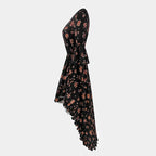 Women's V-Neck Western Floral Print Dress - Spring Summer Ruffled Hem A-Line Dress With Bohemian Style