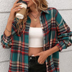 Casual Loose Retro Plaid Shirt For Women