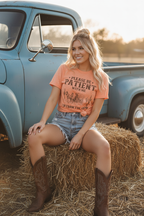 Western Denim Retro Pattern Round Neck Short Sleeve